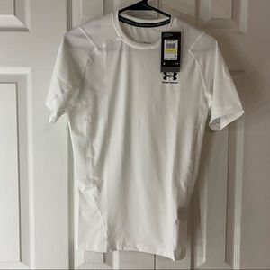 Mens White Compression Short Sleeve Shirt Medium